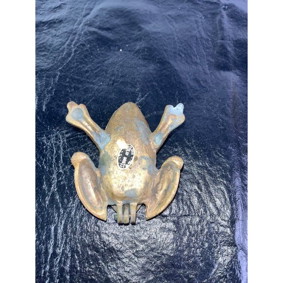 Solid Brass Frog Paperweight Trinket Holder Decor Figurine Sing Top India - Picture 7 of 8